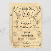 ヴィンテージエレガント、不気味ハロウィーンの赤ちゃんシャワー 招待状 (正面/裏面)