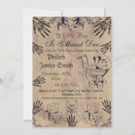 ヴィンテージエレガント、不気味ハロウィーン赤ちゃんシャワーInvi 招待状