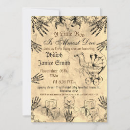 ヴィンテージエレガント、不気味ハロウィーン赤ちゃんシャワーInvi 招待状