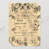 ヴィンテージエレガント、不気味ハロウィーン赤ちゃんシャワーInvi 招待状 (正面/裏面)