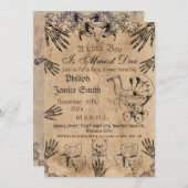 ヴィンテージエレガント、不気味ハロウィーン赤ちゃんシャワーInvi 招待状 (正面/裏面)