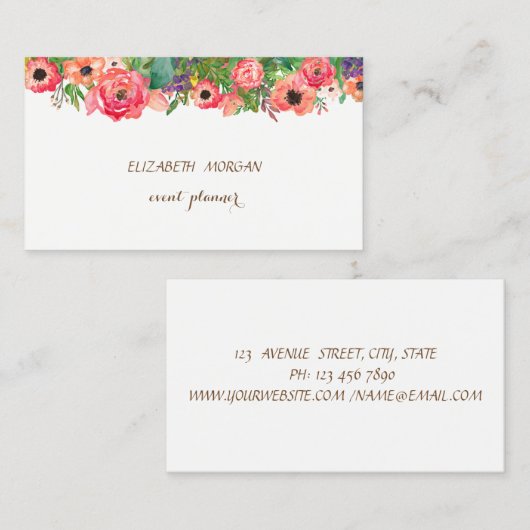 ヴィンテージエレガント,花 名刺 (正面/裏面)