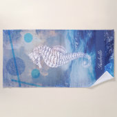 ヴィンテージエレガント Seahorse Blue海波名 ビーチタオル (正面)