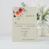 ヴィンテージエレガントBoho Red Orange GrayメニューRSVP 出欠カード (スタンド正面)