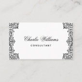 ヴィンテージエレガントQRコード白黒アンティークスクリプト 名刺 (正面)