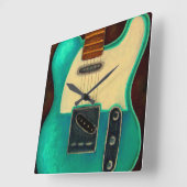 ヴィンテージエレキギターの壁時計 スクエア壁時計 (傾斜)