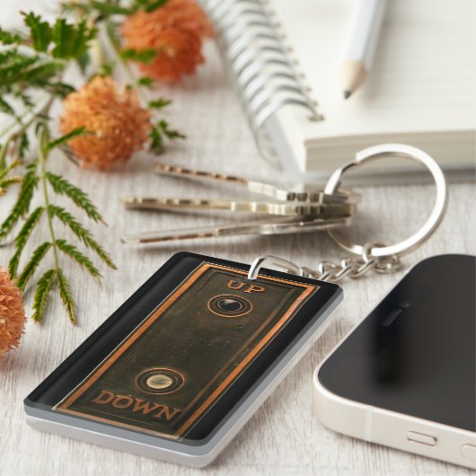 ヴィンテージエレベータボタンプレート金属真鍮アンティーク キーホルダー (正面右)