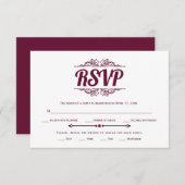 ヴィンテージエレメントburgundyタイポグラフィRSVPカード 出欠カード (正面/裏面)