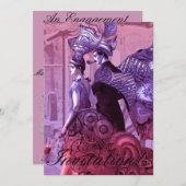 ヴィンテージエンゲージメントパーティー招待状 - 2枚のイメージ 招待状 (正面/裏面)