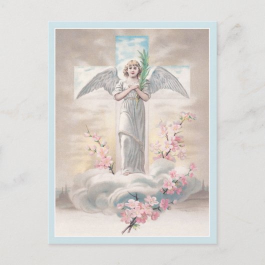 ヴィンテージエンジェルとイースタークロス ポストカード (正面)