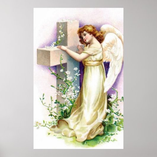 ヴィンテージエンジェルとクリスチャン・クロス ポスター (正面)