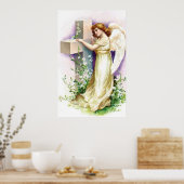 ヴィンテージエンジェルとクリスチャン・クロス ポスター (キッチン)