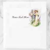 ヴィンテージエンジェルとクリスチャン・クロス 長方形シール (バッグ)