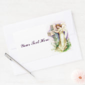 ヴィンテージエンジェルとクリスチャン・クロス 長方形シール (封筒)