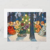 ヴィンテージエンジェルとクリスマスツリー絵画の休日 シーズンポストカード (正面/裏面)
