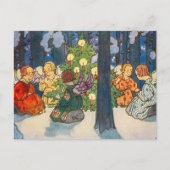 ヴィンテージエンジェルとクリスマスツリー絵画の休日 シーズンポストカード (正面)
