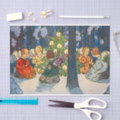 ヴィンテージエンジェルとクリスマスツリー絵画の休日 薄葉紙 (クラフト)