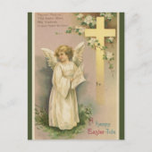 ヴィンテージエンジェルとクロス復活祭の願い葉書 ポストカード (正面)