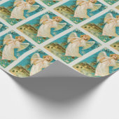 ヴィンテージエンジェルとトランペットクリスマス ラッピングペーパー (角)