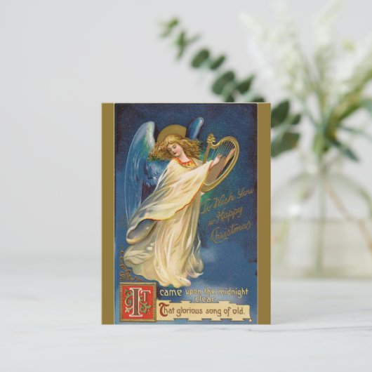 ヴィンテージエンジェルとハープ ポストカード (スタンド正面)