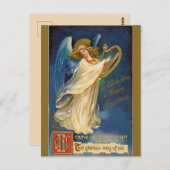 ヴィンテージエンジェルとハープ ポストカード (正面/裏面)