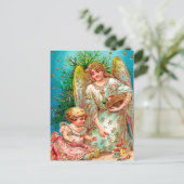 ヴィンテージエンジェルと子供のクリスマスの休日はがき シーズンポストカード (スタンド正面)