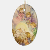 ヴィンテージエンジェルのまわりにベビーイエス セラミックオーナメント (左)