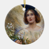 ヴィンテージエンジェルアンドホワイトリエスアート セラミックオーナメント (正面)