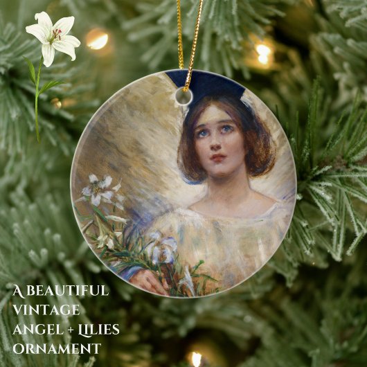 ヴィンテージエンジェルアンドホワイトリエスアート セラミックオーナメント