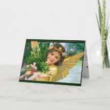 ヴィンテージエンジェルインザスノークリスマスホリデーカード