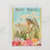 ヴィンテージエンジェルイースターグリーティングポストカード シーズンポストカード (正面/裏面)
