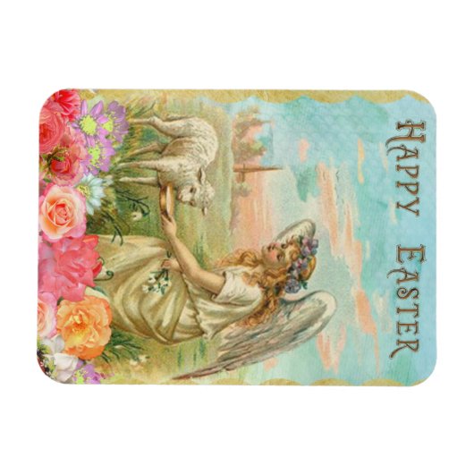 ヴィンテージエンジェルイースターグリーティング マグネット (横)