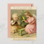 ヴィンテージエンジェルウィカナリーハッピーニューイヤー ポストカード (正面/裏面)