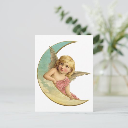 ヴィンテージエンジェルオンクレセントムーン ポストカード (スタンド正面)