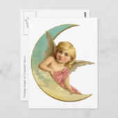ヴィンテージエンジェルオンクレセントムーン ポストカード (正面/裏面)