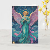 ヴィンテージエンジェルカーカスタムド文字 カード (黄色い花)