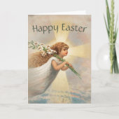 ヴィンテージエンジェルガール+リリーハッピーイースタークリスチャン カード (正面)