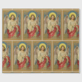 ヴィンテージエンジェルクリスマスグリーティングスーペリアルクオリティ ラッピングペーパー (フラット)