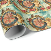 ヴィンテージエンジェルクリスマスケルブ古ファッションドい ラッピングペーパー (ロールコーナー)