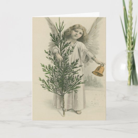 ヴィンテージエンジェルクリスマスツリースノーヘブンリーベル シーズンカード (正面)