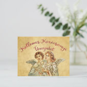 ヴィンテージエンジェルクリスマスハンガリーの挨拶 シーズンポストカード (スタンド正面)