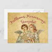 ヴィンテージエンジェルクリスマスハンガリーの挨拶 シーズンポストカード (正面/裏面)