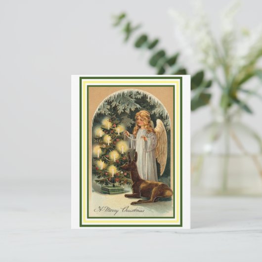 ヴィンテージエンジェルクリスマスホリデーノートカード サンキューカード (スタンド正面)