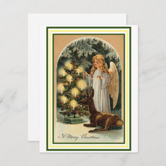 ヴィンテージエンジェルクリスマスホリデーノートカード サンキューカード (正面/裏面)