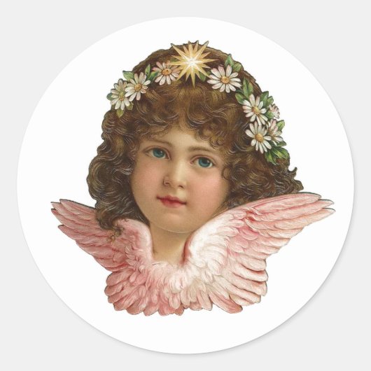 ヴィンテージエンジェルクリスマス丸型封筒シール ラウンドシール (正面)