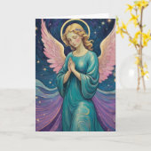 ヴィンテージエンジェルクリスマス – メッセージの追加 カード (黄色い花)