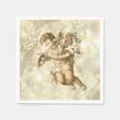 ヴィンテージエンジェルグリタリング金ゴールドV3 ID136 スタンダードカクテルナプキン (正面)