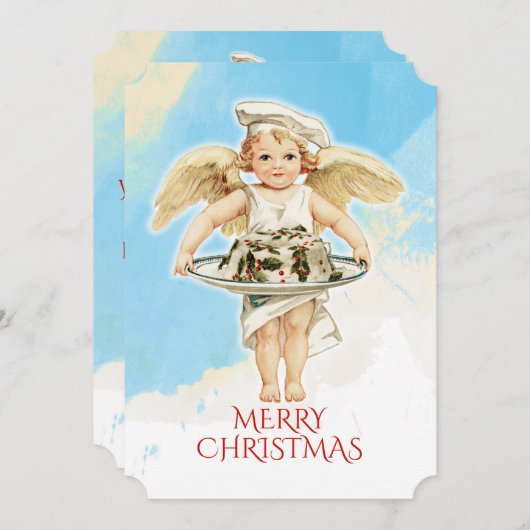 ヴィンテージエンジェルシェフhollyクリスマスケーキ シーズンカード (正面/裏面)