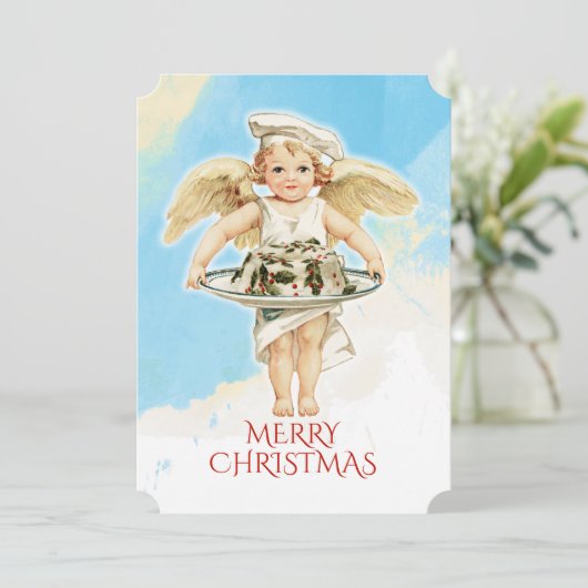 ヴィンテージエンジェルシェフhollyクリスマスケーキ シーズンカード (スタンド正面)