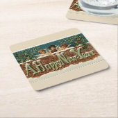 ヴィンテージエンジェルス新年 スクエアペーパーコースター (アングル)